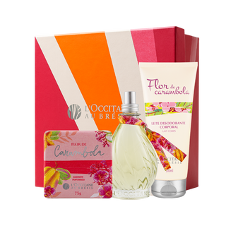 Presente Flor de Carambola: Sabonete, Leite Corporal e Deo Col&ocirc;nia